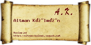 Altman Kálmán névjegykártya