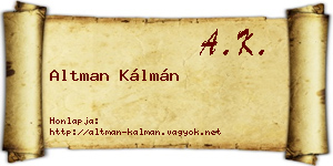 Altman Kálmán névjegykártya